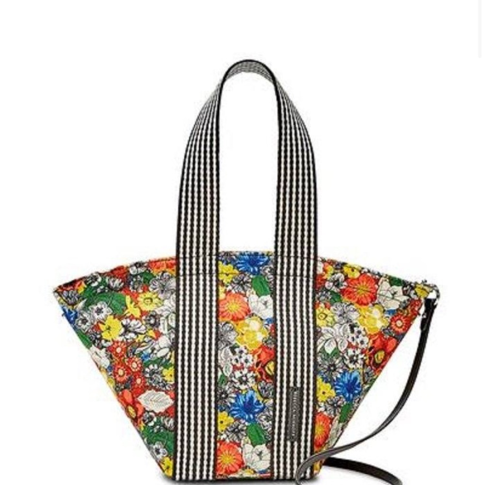 Rebecca Minkoff Floral Mini Fan Hand Tote with Crossbody Strap